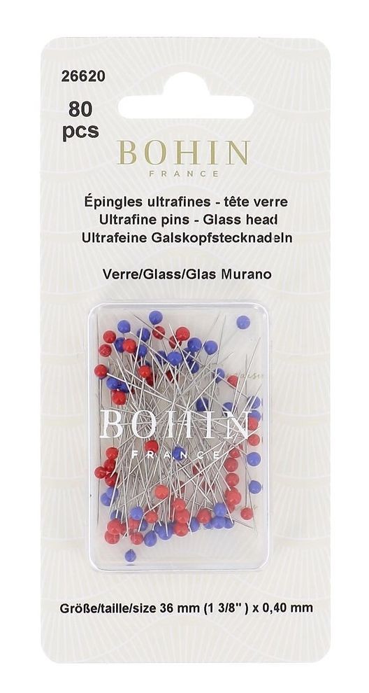 Epingles de couture tete de verre ultra fines BOHIN (x80)