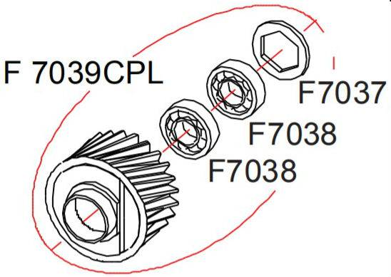 PIGNON COMPLET OPTIMA702 / SPEEDCUT/ TT702 / TT703 RASOR F7039CPL