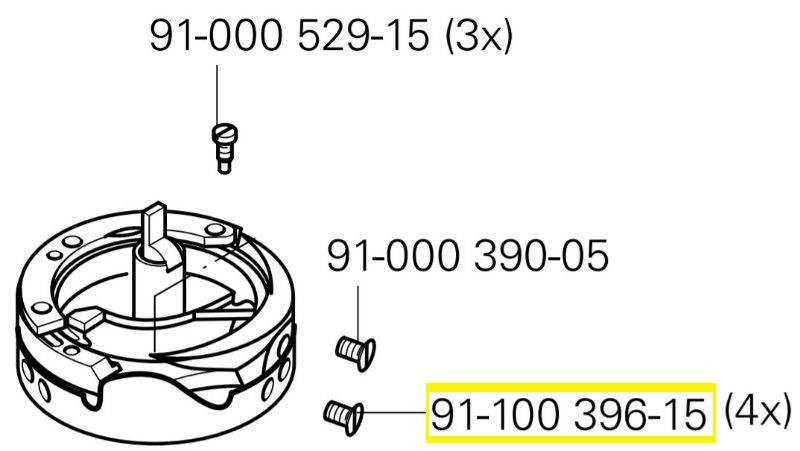 Vis de crochet PFAFF 1245 réf 91-100 396-15