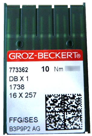 Aiguilles 16X257 / 1738 /DBX1 ou 16x231 FFG/SES GROZ-BECKERT (X10 aiguilles)