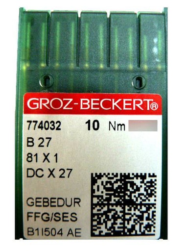 Aiguilles B27 FFG/SES GEBEDUR Groz-Beckert pour surjeteuse industrielle (X10 aiguilles)
