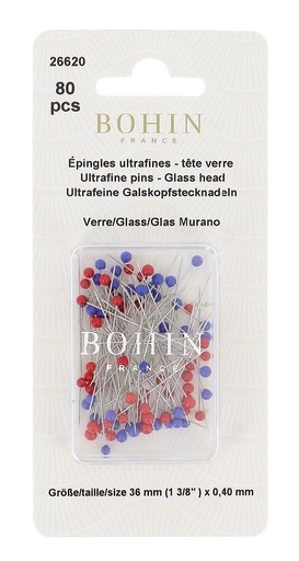 [26620] Epingles de couture tete de verre ultra fines BOHIN (x80)
